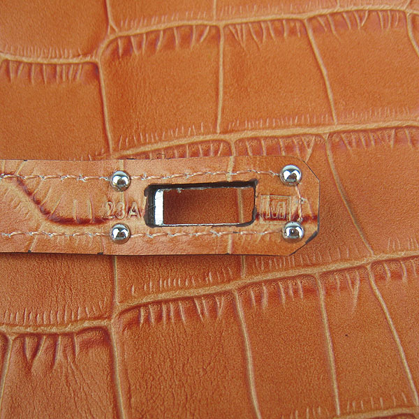 High Quality Hermes Kelly Crocodile Veins Long Clutch Bag Orange H009 Replica